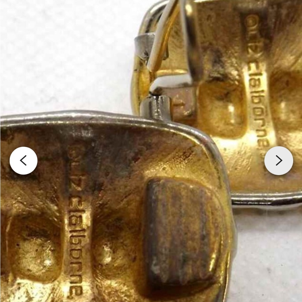 Liz Claiborne Gold and Silver Textured Earrings - Picture 3 of 3